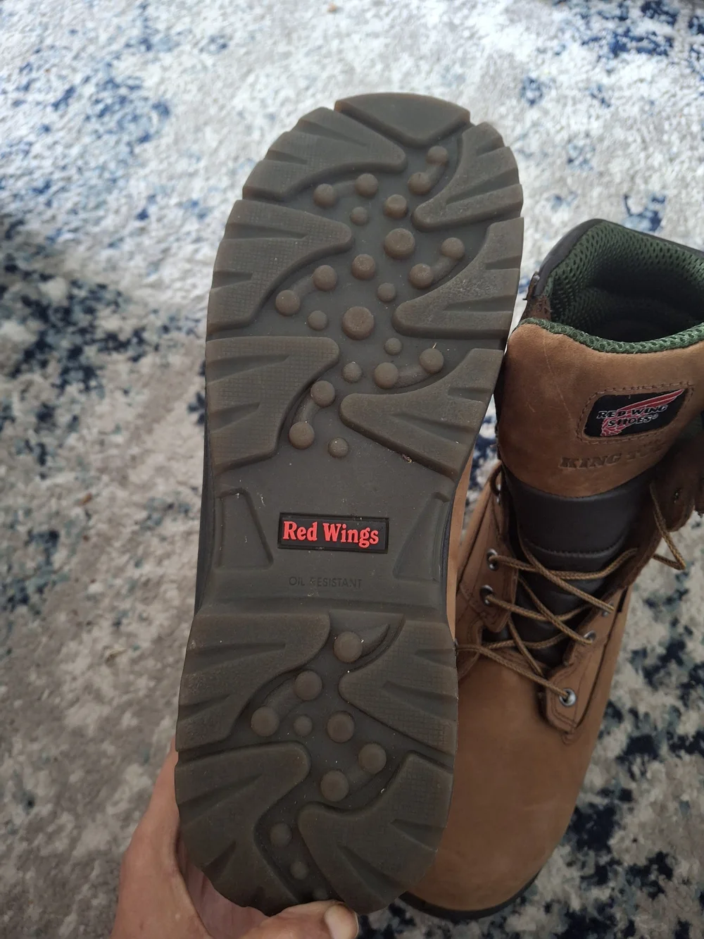Red Wing Shoes tan brown leather King Toe tongue patch boots